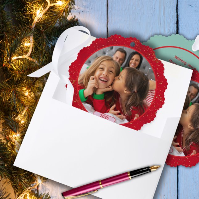 Photo Fun Stomping Reindeers  Ornament Card (Creator Uploaded)