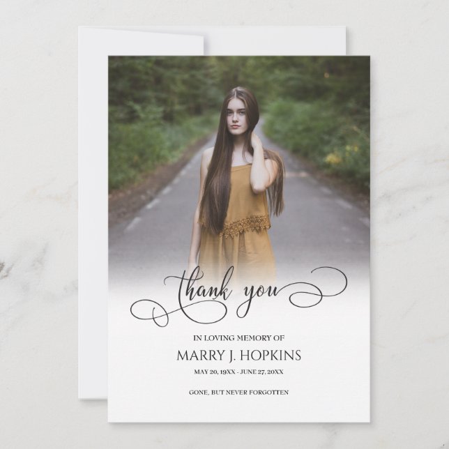 Photo Funeral Calligraphy Script Merci Cartes (Devant)