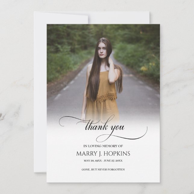 Photo Funeral Calligraphy Script Merci Cartes (Devant)
