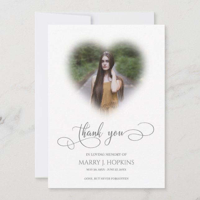 Photo Funeral Calligraphy Script Merci Cartes (Devant)