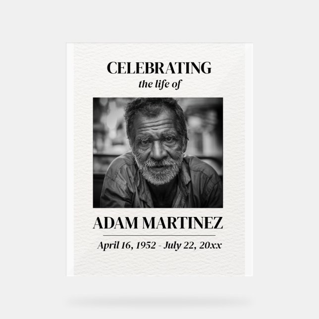 Photo Funeral Celebration Of Life Memorial  Acrylic Sign (Front)
