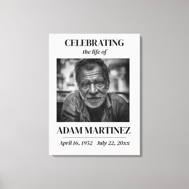 Photo Funeral Celebration Of Life Memorial  Canvas Print (Front)