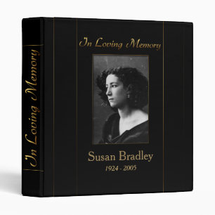 Photo Funeral Memorial Guest Book with gold piping Binder