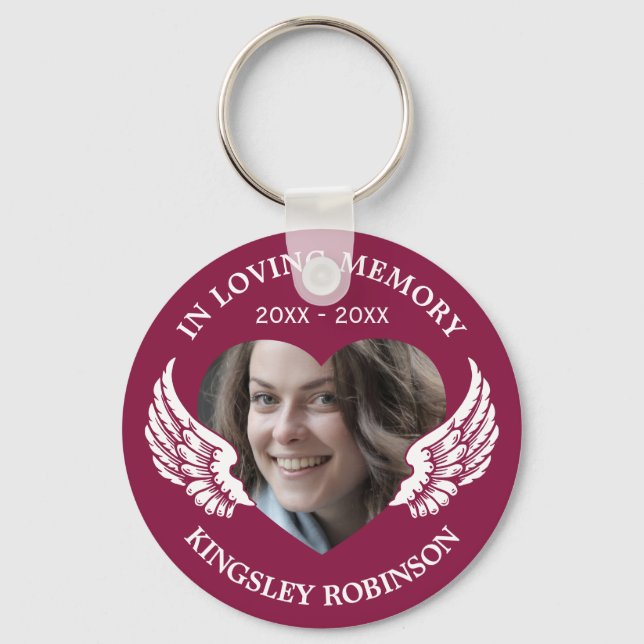 Photo Funeral Memorial Keepsake Keychain (Front)