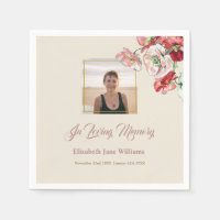 Photo Funeral Memorial Watercolor Poppies Napkins