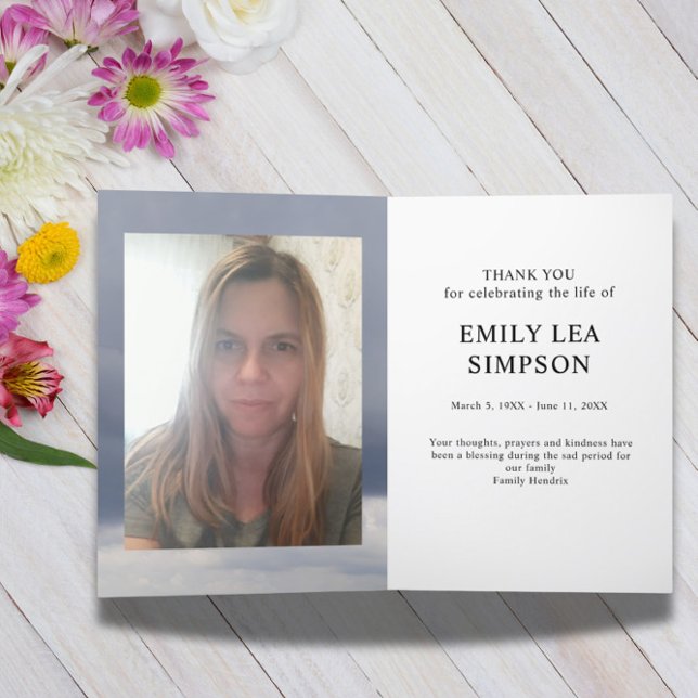 Photo Funeral Sympathy Thank You Folded Card (Creator Uploaded)