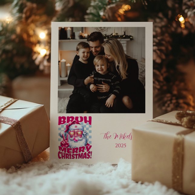 Photo Funny Bruh Merry Christmas Holiday Card (Creator Uploaded)