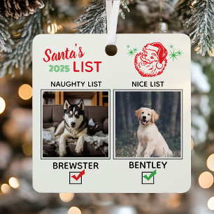 Photo Funny Dog Christmas Naughty Nice Metal Ornament