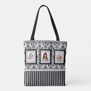 Photo Gallery Tote with Black and White Background Bag