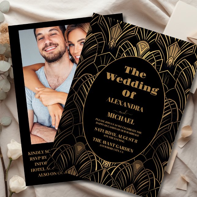 Photo Geometric Art Deco Wedding Invitation (Creator Uploaded)
