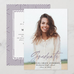 Photo géométrique girly lilac violet invitation de