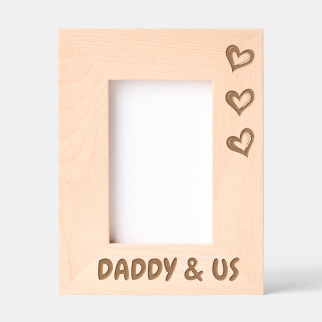 Photo Gift For Dad of Triplets, Daddy & US Frame,  Etched Frames (Front)