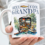 Photo Gift for Grandpa Fishing Birthday Coffee Mug<br><div class="desc">Adult Fishing Birthday Party design. Watercolor illustration with bright colours. Click the "customize further" button if you wish to re-arrange and format the style and placement of the text. Matching product can be found in Fishing Birthday Collection. Note: Photo is AI created please exchange with your Photo.</div>