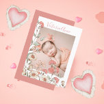 Photo Girl Floral Budget Birth Announcement  Postcard<br><div class="desc">Soft watercolor hand drawn flowers in pinks,  peaches and neutral colours with wrapping vines to accent your favourite baby photo. Perfect for the birth announcement for your new baby girl.</div>