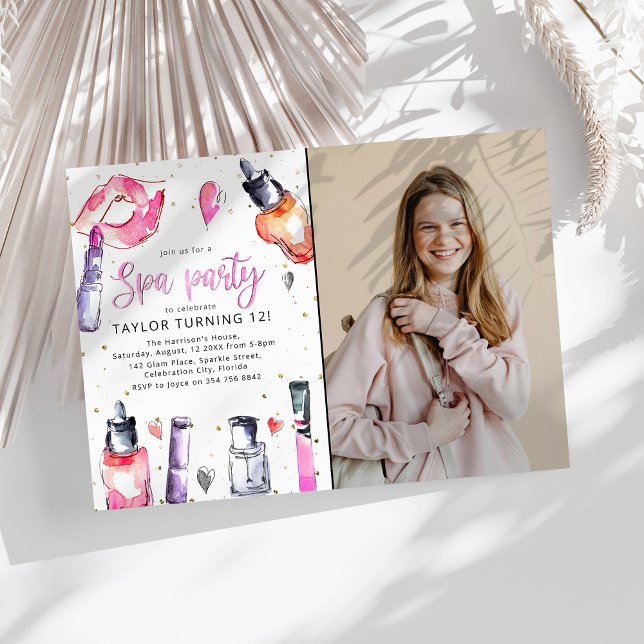 Photo Girly Spa Birthday Party Invitation (Creator Uploaded)