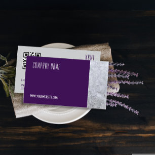 Photo glace minimaliste QR violet Carte de visite