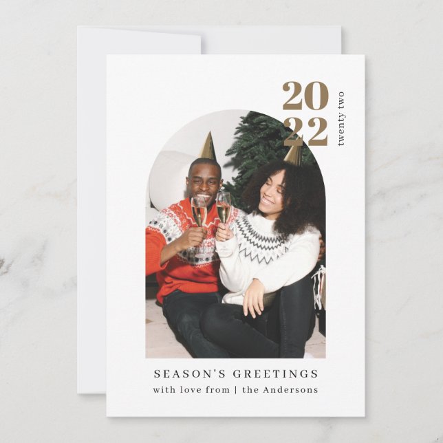 Photo Gold Arch Couple Christmas Party Invite (Front)