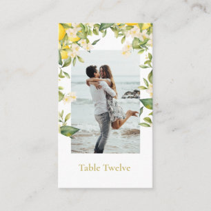 Photo Gold Elegant Lemon Citrus  Table Number Place Card
