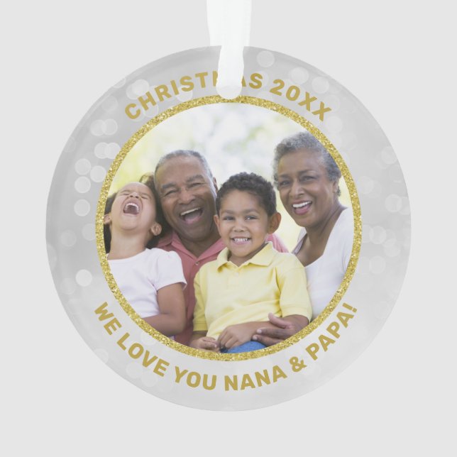 Photo Gold Frame We Love You Grand-parent Ornament (dos)