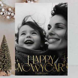 Photo Gold Happy New Year 2026 Foil Holiday Card