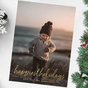 Photo Gold Lettering Happiest Christmas Foil Holiday Card