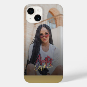 Photo gold signature name script personalized Case-Mate iPhone 14 case