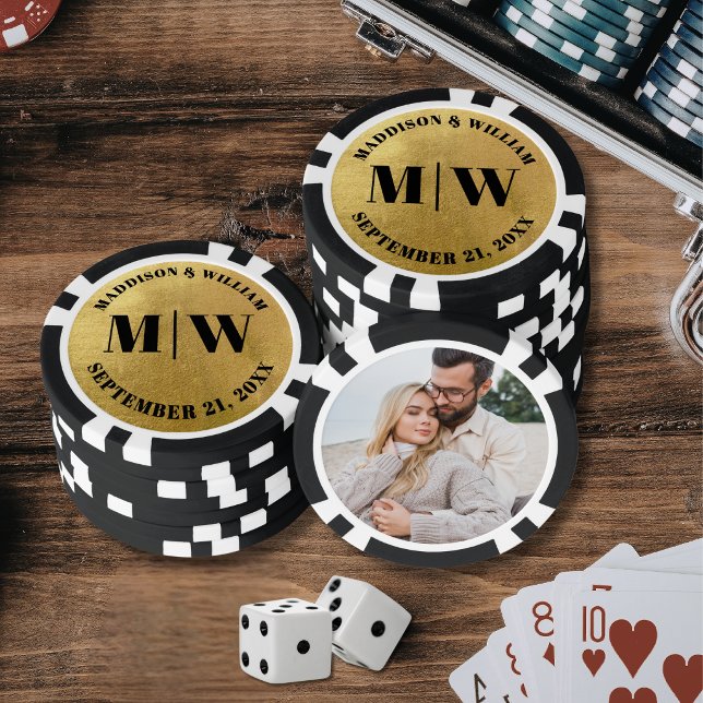 Photo Gold Wedding Favour Poker Chips (Photo Gold Wedding Favor Poker Chips )