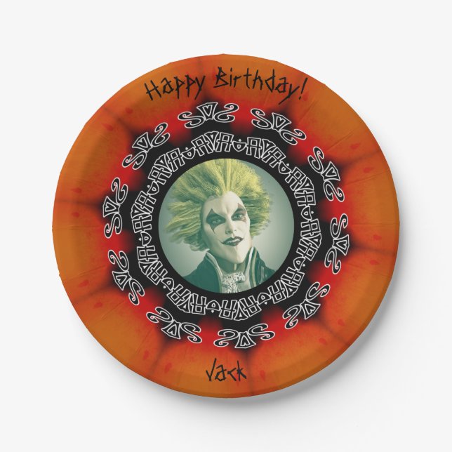 Photo Gothic Happy Birthday/Halloween  Paper Plate (Front)