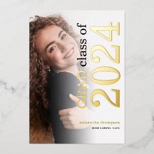 Photo Grad 2024 Gold Real Foil Faire-part