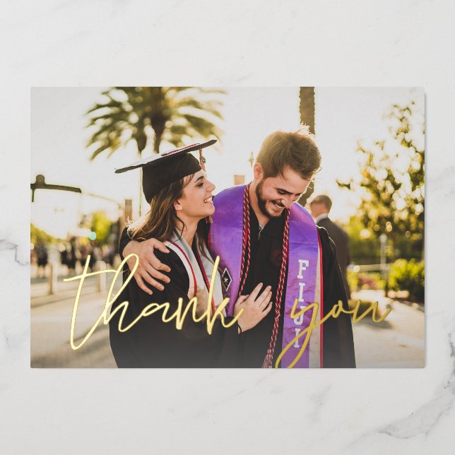 Photo Grad Casquette & Chalkboard H Foil Carte de  (Recto)