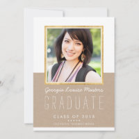 PHOTO GRAD FAIRE-PART luxe or cadre kraft cool