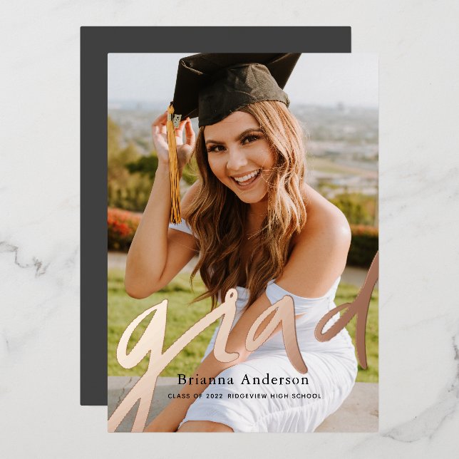 Photo Grad Handwritten Script Graduation Foil  (Front/Back)