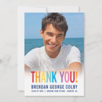 PHOTO GRAD THANK YOU bold block type colourful