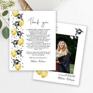 Photo Graduate Balloons Thank you Card