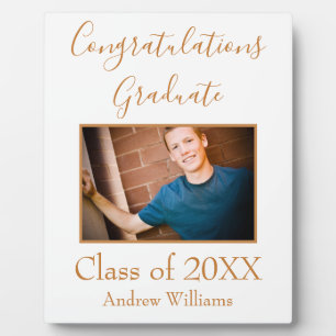 Photo Graduate Class of 20XX Brown and White  Invi Plaque