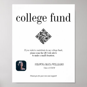 Photo Graduate College Fund Donation QR Code Sign