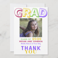 Photo graduate colourful 8th grade grad typography