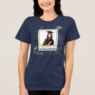 Photo Graduate Graduation Proud Dad Mom Custom Tri-Blend Shirt
