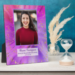Photo Graduation Abstract Purple Gold Tabletop  Plaque