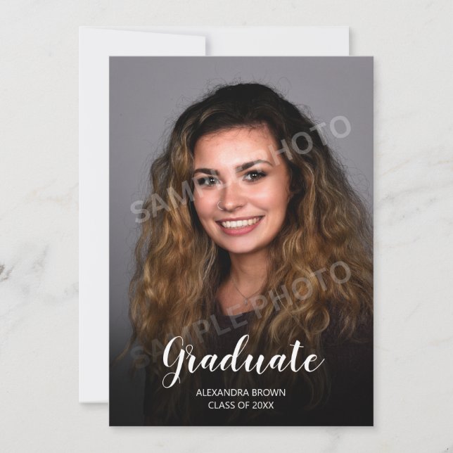 Photo Graduation Announcement Card Black (Front)