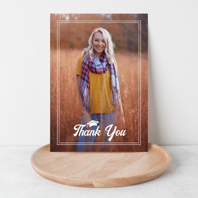 Photo Graduation Boho Birds Thank You Card (Creator Uploaded)