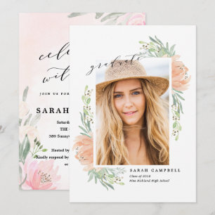 Photo Graduation Card Watercolor / Flowers