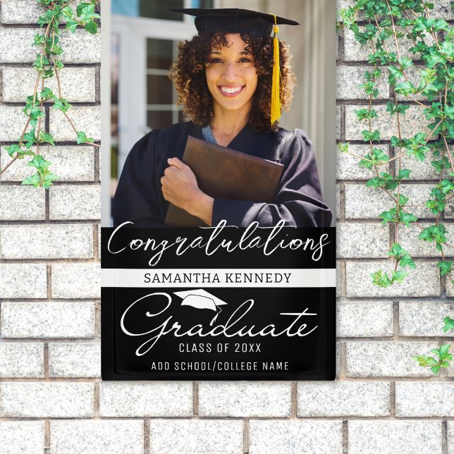 Photo Graduation Class Of 2025 Black Congrats Grad Banner (Creator Uploaded)
