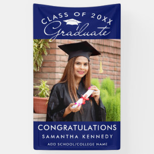 Photo Graduation Class Of 2026 Congrats Grad Blue Banner