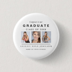 Photo Graduation Collage Graduate Custom 1 Inch Round Button