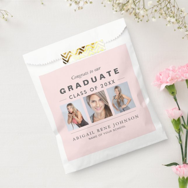 Photo Graduation Collage Graduate Light Pink Favour Bag (Sealed)