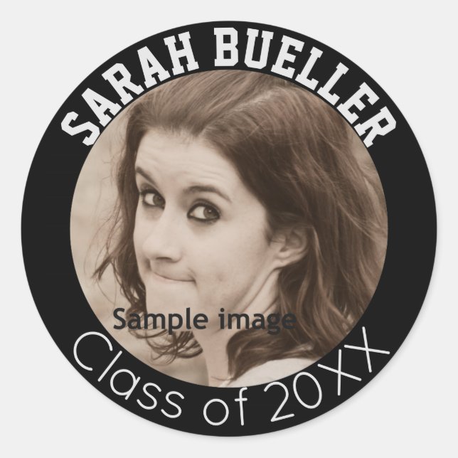 Photo Graduation | Create Your Own Name Class Year Classic Round Sticker (Front)