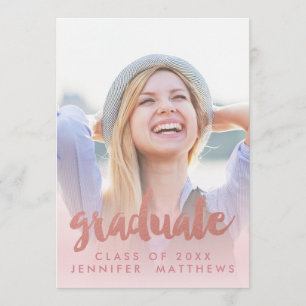 Photo Graduation Faire-part Faux Rose Gold