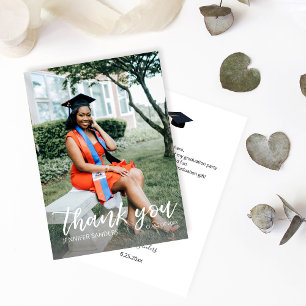 Photo Graduation Hat Calligraphy Thank You Card Sm