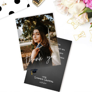 Photo Graduation Hat Chalkboard V Thank You Card